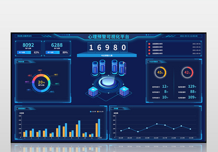 蓝色心里预警可视化平台图片