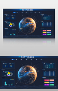 蓝色南京市平台数据展板可视化图片