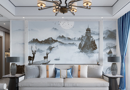 中式中国风背景墙高清图片