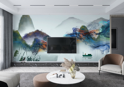 中国风装饰画背景墙图片