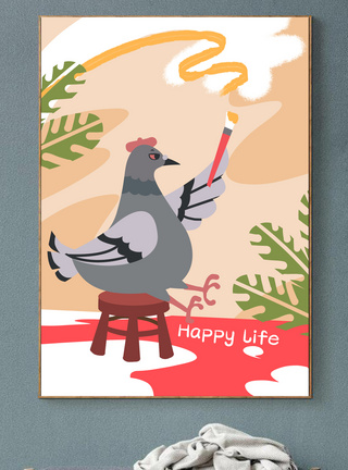 卡通鸟类可爱动物装饰插画8模板