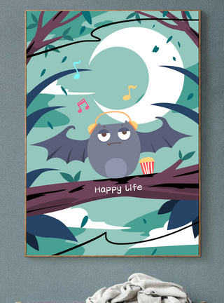 蝙蝠图形可爱动物装饰插画33模板