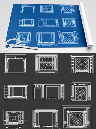 图纸背景电视墙背景墙CAD图纸模板