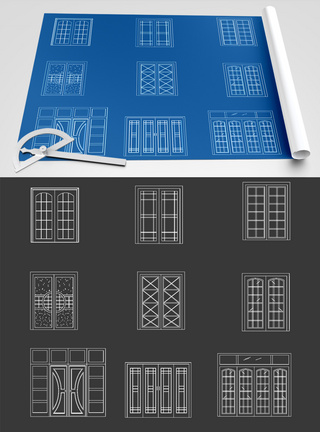 湿玻璃素材玻璃移门节点CAD图纸模板