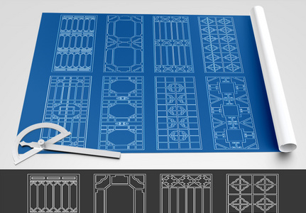 300中式屏风CAD图纸图片