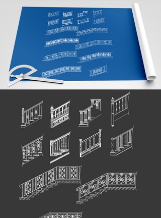 模型cad2021年cad楼梯移门节点元素设计模板