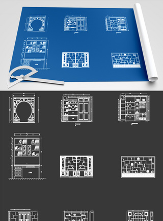 室内博古架CAD图纸素材图片
