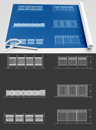 护栏CAD图纸素材图片