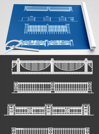 护栏CAD图纸素材图片