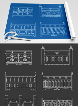 护栏CAD图纸素材图片