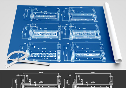护栏CAD图纸素材图片