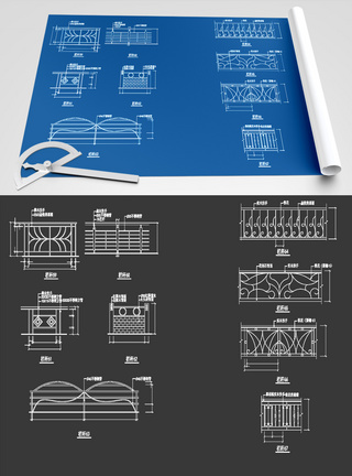 护栏CAD图纸素材图片