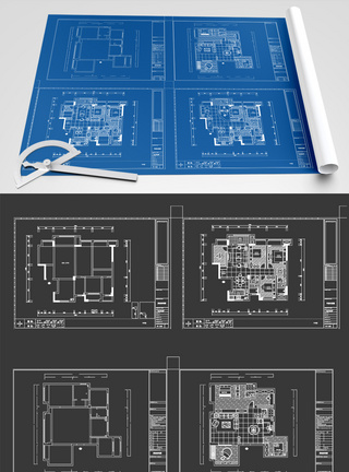 CAD小区中式传统户型图CAD图纸图片