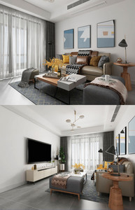 2020年白色背景北欧风格家装客厅效果图图片