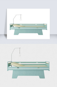 2020年绿色医院高级病房病床模型图片