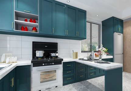 北欧现代蓝色家居厨房设计图片