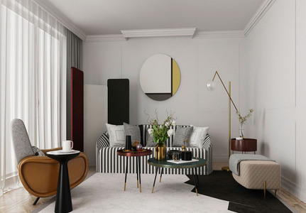 现代北欧简约客厅模型设计图片