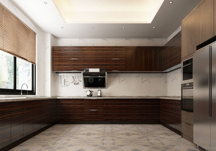 新中式厨房空间场景设计图片