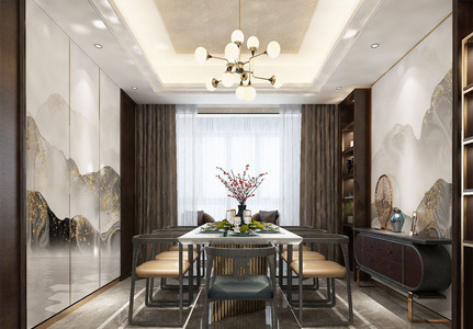2020年家装新中式餐厅空间设计图片