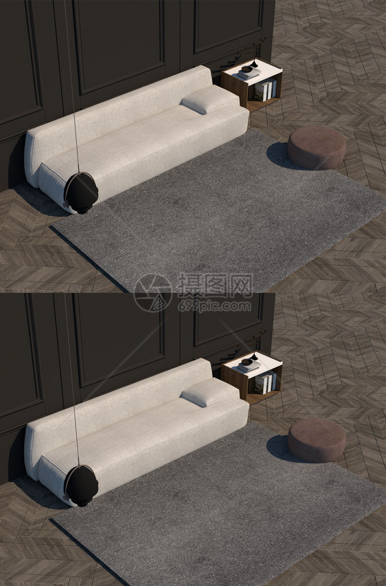 中式沙发室内设计SU模型图片