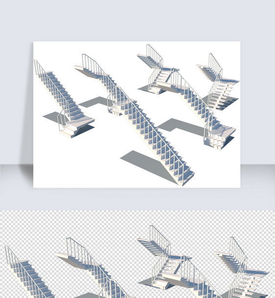 电梯走廊楼梯阶梯SU模型图片