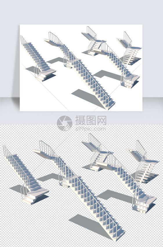 电梯走廊楼梯阶梯SU模型图片