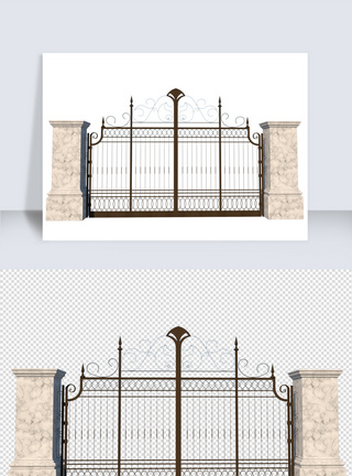 欧式铁艺门SU模型图片