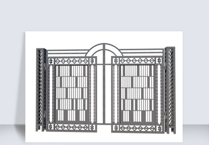 欧式铁艺门SU模型高清图片