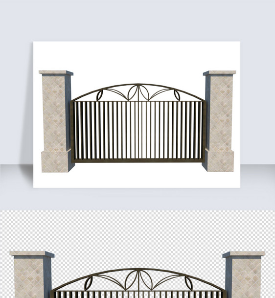 欧式铁艺门SU模型图片