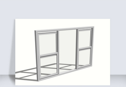窗户SU模型透明窗开窗办公窗高清图片