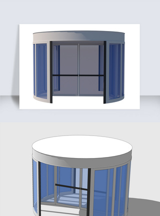 窗户SU模型透明窗旋转门自动门图片