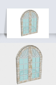 窗户SU模型透明窗欧式落地窗图片