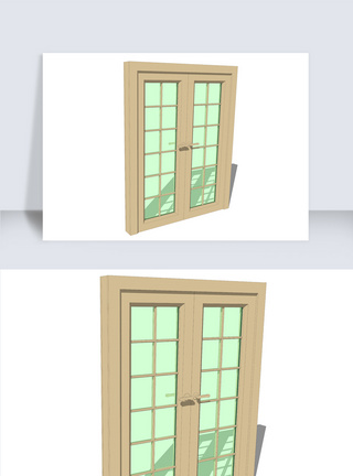 窗户SU模型透明窗欧式落地窗图片