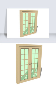 窗户SU模型透明窗欧式落地窗图片