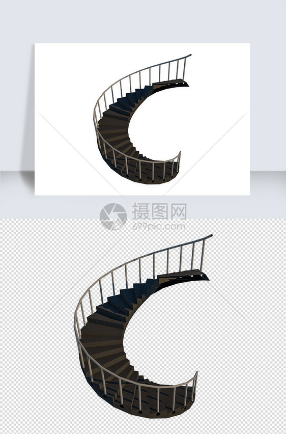 立体楼梯su模型图片