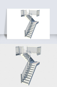 SU楼梯su模型建模与渲染图SU模型图片