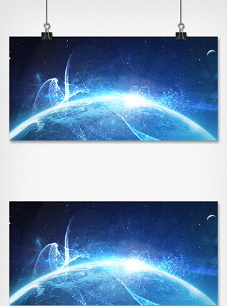 蜈支洲岛宣传片太空宇宙地球科技科技蓝色背景模板