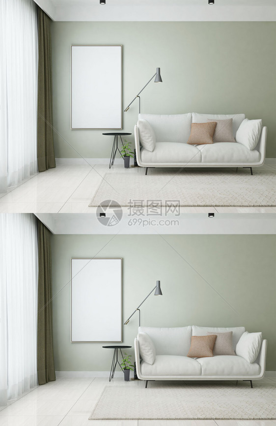 绿色休闲沙发样机设计图片