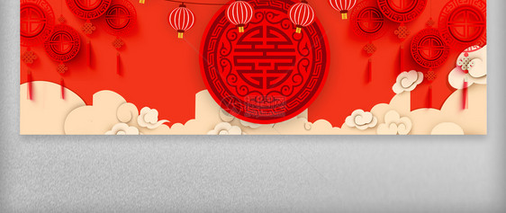 红色喜庆新年质感淘宝banner网页模板图片