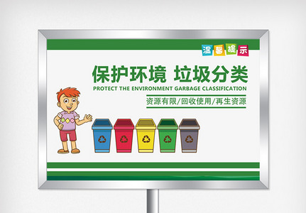 保护环境垃圾分类提示牌设计图片