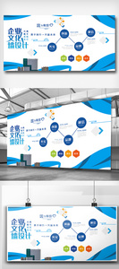 蓝色企业文化墙宣传栏展板设计模板图片