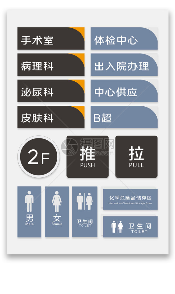 医院医疗原创vi导视牌模板设计图片