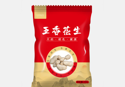 简约花生零食包装袋图片