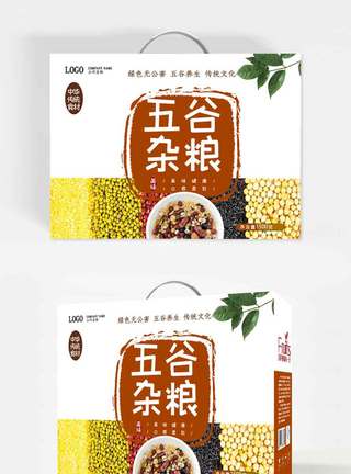 清新五谷杂粮礼盒包装设计图片