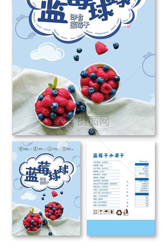 蓝莓干水果干零食食品包装.psd图片