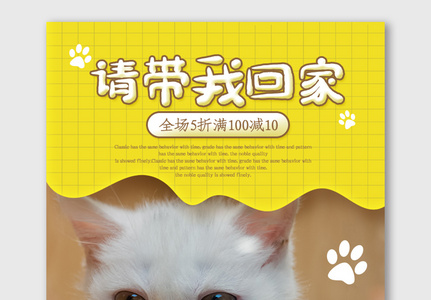 时尚萌宠海报电商拼图宠物猫咪促销模版图片