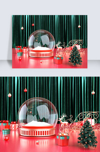 红绿色喜庆圣诞节背景行业通用电商促销模版图片