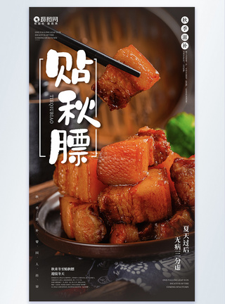 贴秋膘红烧肉美食摄影图海报图片