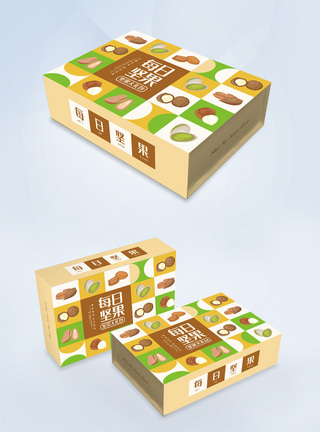 松鼠扁平几何每日坚果礼盒包装设计模板