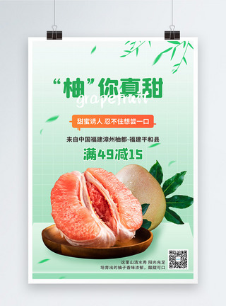 清新红心柚子上市促销宣传海报图片